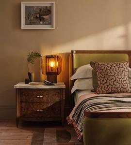 Muebles de dormitorio de lujo, mesitas de noche de madera con dos cajones y mármol natural - Product Image 2