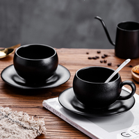 Ensemble tasse et soucoupe à café en porcelaine HIXIN en forme d'œuf, 280 ml, design texturé gaufré vintage élégant et luxueux pour le thé de l'après-midi