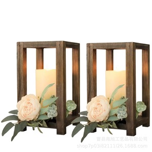 <b>Wooden</b> <b>Candlestick</b> Stand Square Solid Wood Home Decoration Wedding Lantern Holder - Product Image 3
