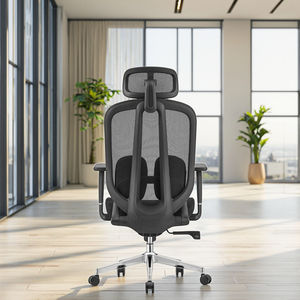 Silla de Oficina Ejecutiva Ergonómica Contemporánea de Respaldo Alto en Oferta, con Malla de Tela, Reposacabezas Ajustable, Base Giratoria Cromada y Pistón de Gas Clase 3 - Product Image 3