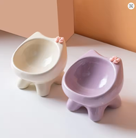 Cuenco de cerámica para gatos con diseño de lazo, elevado, inclinado, antivómito, con forma de gato, portátil, para alimentación de mascotas, para gatitos pequeños