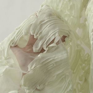 Tessuto Jacquard Broccato Floreale con Texture a Foglie Grandi, Ricamo in <span class=keywords><strong>Organza</strong></span> alla Moda per Abiti da Ragazza - Product Image 4