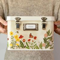 Organisateur de graines en étain de fleurs sauvages boîte de rangement fournitures de jardin pour accessoires de serre de jardinage avec loquets et fenêtre de carte de visite