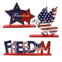 Ensemble de décoration de table patriotique pour le 4 juillet, drapeau américain en bois, aigle, étoile, décoration pour la fête de l'indépendance américaine, décoration de fête à domicile