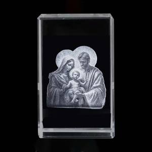 Haute qualité K9 croix religieuse <span class=keywords><strong>Saint</strong></span> jésus Statue cristal Cube Laser gravé croix cadeaux 3d cristal Cubes pour cadeaux religieux - Product Image 3