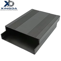 Boîtier coulissant en aluminium extrudé anodisé noir avec ailettes de refroidissement, boîtier vierge pour module électronique PCB