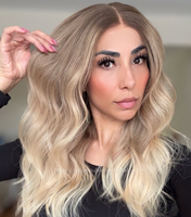 Perruque Naturelle Sans Couture de Qualité Supérieure en Cheveux Humains Vierges Européens Caucasiens, Couleur Balayage Champagne Doré Cendré, Qualité Salon, pour Femmes Blanches