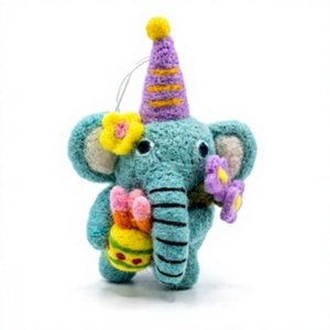 Festive Handmade Elephant <b>Felt</b> Party Hat Safari <b>Animal</b> Christmas Tree Decoration Customized Eco-Friendly 100% Wool Home - Product Image 3