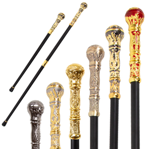 Canne de marche de luxe en métal avec poignée sculptée, tige noire, plusieurs couleurs, longueur réglable, 2 sections, embout en caoutchouc, moderne pour hommes - Product Image 1