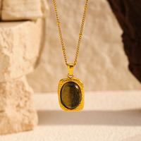 Collier pour femme en acier inoxydable avec pendentif œil de tigre, chaîne en bambou sportive, couleur or, luxe léger, inaltérable, chaîne de pull, modèle international