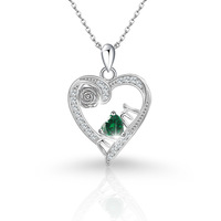 Collier en argent pur S925 le plus vendu, avec pendentif en forme de cœur et fleur de rose, pierre de naissance de décembre.
