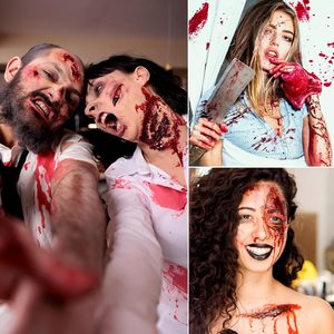 Thực Tế Halloween Máu Giả Kit 3Pcs Có Thể Giặt Giả Máu Phun Gel Máu Đối Với Zombie Ma Cà Rồng Cosplay Trang Điểm - Product Image 3