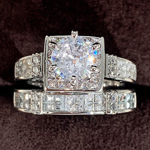 Anello di fidanzamento con diamanti in oro bianco da donna, taglio rotondo naturale brillante, colore G, pietre laterali DJ019 - Product Image 3