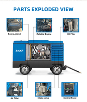Compresseur d'air Diesel à vis ZAKF 185 Cfm compresseur d'air Diesel Portable compresseur d'air minier moteur Diesel marteau perforateur
