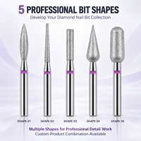 Forets à ongles en diamant de qualité supérieure YAQIN, 5 formes professionnelles, en acier inoxydable monobloc, personnalisation OEM ODM
