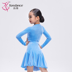 FL-0433 filles régulières jupe latine pour enfants Salsa Tango <span class=keywords><strong>samba</strong></span> salle de bal <span class=keywords><strong>danse</strong></span> jupes enfants pratique velours <span class=keywords><strong>danse</strong></span> Costumes - Product Image 3
