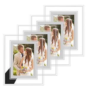 XRC Eco-Friendly Modern <b>Glass</b> Photo Frame 4x6" 5x7" 8"x10" Silver Sparkling Crystal Border DIY Wall Decor Safety Packed - Product Image 1
