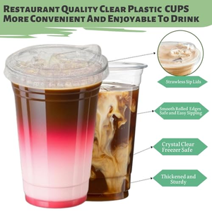 Gobelet en plastique transparent jetable personnalisé imprimé, en PP/PET, de 12, 16, 20, 24 oz, avec couvercle sans paille - Product Image 4