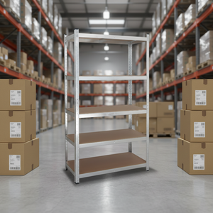 Estanterías de Fábrica Ajustables, Estantes Metálicos Galvanizados de 5 Niveles, Estantería de Servicio Mediano Sin Pernos, Capacidad de Carga de 175 kg, Independiente - Product Image 1