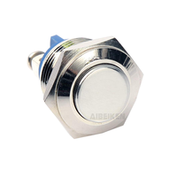 Interrupteur à bouton-poussoir de 16 mm, étanche, à bornes à vis, momentané, en acier inoxydable, pour équipement de panneau industriel