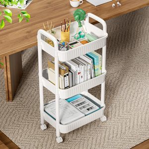 <b>Plastic</b> <b>Kitchen</b> Storage Rack Floor Type Four Layers Non-Folding PP Material for Food/Toy/Book - Product Image 3