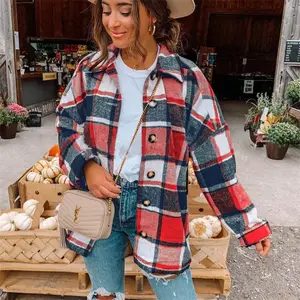 2023 new Ladies long sleeve Lattice plaid Tops coat Casual tops woman blouse shirts for women blouses