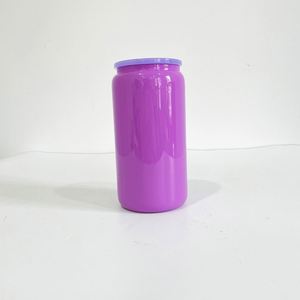 Paquete de 50 Vasos de Vidrio de 16 oz para Sublimación, Color Macaron, con Tapas de PP para Transferencia DTF UV - Product Image 2