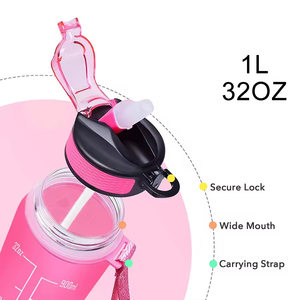 Bouteilles d'eau Tritan Fashion 32 oz avec temps de boisson et paille, bouteille d'eau motivante avec marqueur de temps - Product Image 4