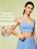 Soutien-gorge de sport pour femme, haute respirabilité, extensible dans quatre directions, maintien élevé, séchage rapide, dos croisé, coussinets amovibles, pour fitness, gym et yoga