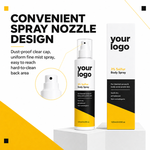 Spray corporel ODM à séchage rapide, brume invisible, apaise l'acné corporelle, contrôle le sébum, hydratation rapide, sans résidus, non comédogène, 3% de soufre - Product Image 6