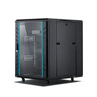 Gabinete de Red de 18U con Puerta de Vidrio Templado, PDU con Ventilador, Rack de Servidor de Acero Negro, Estilo de Ensamblaje Rápido, 19 Pulgadas, Sin Soldadura, Fácil Instalación