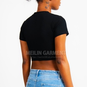 Custom Printed logo Neck Crop <b>Top</b> Tshirts Short t Shirts Women Short Sleeve Custom Crop <b>Tops</b> for Women - Product Image 6