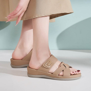Sandalias Planas de Verano para Mujer al por Mayor, Personalizadas, de PU Antideslizante, Estilo <span class=keywords><strong>Casual</strong></span>, con Hebilla de Cuero, Doble Correa, Suela de EVA y Corcho - Product Image 6