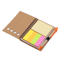 Carnet à spirales en papier kraft, bloc-notes écologique, stylo, notes adhésives, marque-page, onglets d'indexation colorés, pages lignées à large interligne