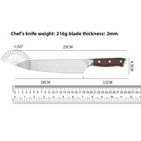 Couteau de chef en acier inoxydable, lame de 5 pouces, manche en bois de rose ambidextre, couteau de cuisine professionnel pour trancher la viande