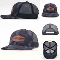 Casquette Trucker Richardson 112 à 6 panneaux en tissu éponge et maille, avec patch en cuir et logo personnalisé, style Y2K, motif camouflage canard, thème chasse animale