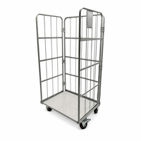 Chariot de manutention pliant robuste avec cage de rangement en treillis métallique pour tri express en entrepôt