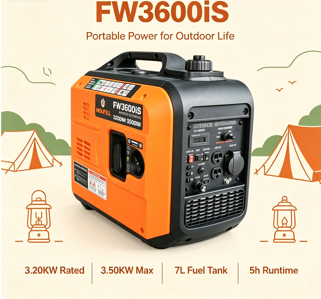 Portable Inverter Generator 120 240 Volt Dual Voltage Pure Sine Wave Quiet for Home Backup RV Camping