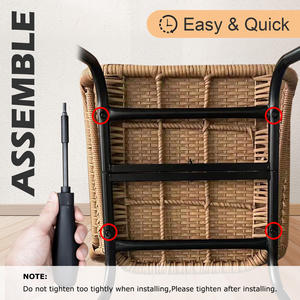 Silla de mimbre de ratán blanca moderna, marco de acero negro, portátil, duradero para exterior, restaurante, parque, cocina, escuela, dormitorio - Product Image 3