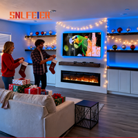 Moderno Soporte de TV de Madera Contrachapada Ajustable con Luces LED, Mueble Multifuncional para Sala de Estar con Almacenamiento para Entretenimiento en el Hogar