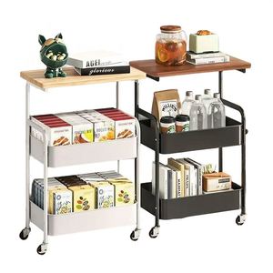 Muebles Modernos Italianos para el Hogar, Mesa Auxiliar de Sofá Minimalista Móvil, Mesa de Centro con Ruedas, Estante de Almacenamiento Extensible, Estructura de Metal - Product Image 3