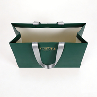 Sac en papier kraft personnalisé avec logo écologique de luxe pour bijoux, cosmétiques, vêtements, shopping, avec poignée en ruban pour emballage cadeau