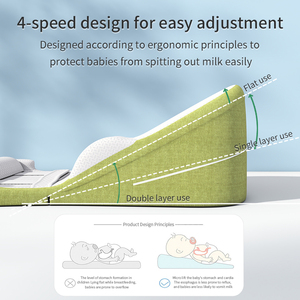Almohada y Posicionador de <span class=keywords><strong>Cuna</strong></span> Portátil y Cómodo <span class=keywords><strong>para</strong></span> Bebés, Ajustable de 0-15-30 Grados, Antivómito, Antideslizante, <span class=keywords><strong>para</strong></span> el Cuidado Corporal - Product Image 3
