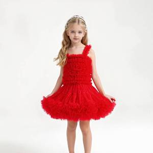 Vestido de tirantes de verano para niñas HP Yiwu Lingfeng, falda tutú de Navidad con volantes sólidos, vestido de princesa de gasa abullonada para el primer cumpleaños - Product Image 4