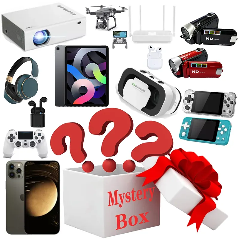 Consumer Electronics mystery box at least 3 items inside the box lucky box random products Phone Camera Drones Game console