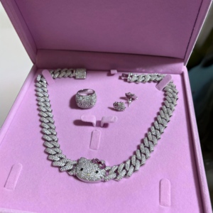 UWIN-Ensemble de Boucles d'Oreilles à Breloque Hip Hop Vibe avec Chaîne Cubaine, Anneau de Kitty, Doux, Cool, Bling, <span class=keywords><strong>Collier</strong></span> Unisexe Glacé - Product Image 5