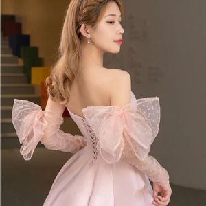 Pink A-Line Bridesmaid Dress Sweetheart Neckline Tulle One-Piece For Wedding Party Bridal Events - Product Image 2