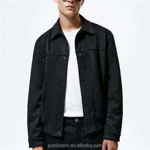 Veste de vol 100% polyester à col à revers pour homme, veste légère surdimensionnée en faux daim - Product Image 1