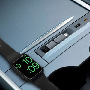 Stazione di ricarica centrale per auto 2026 con cavo retrattile da 80 cm per <span class=keywords><strong>Tesla</strong></span> <span class=keywords><strong>Model</strong></span> 3 Highland, ricarica wireless per Apple Watch - Product Image 3