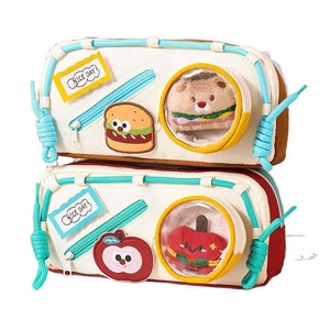 Estuche para lápices de tela con cordón, sencillo, de gran capacidad, tipo caja de almacenamiento de papelería Oxford, resistente a la suciedad, para material escolar - Product Image 1